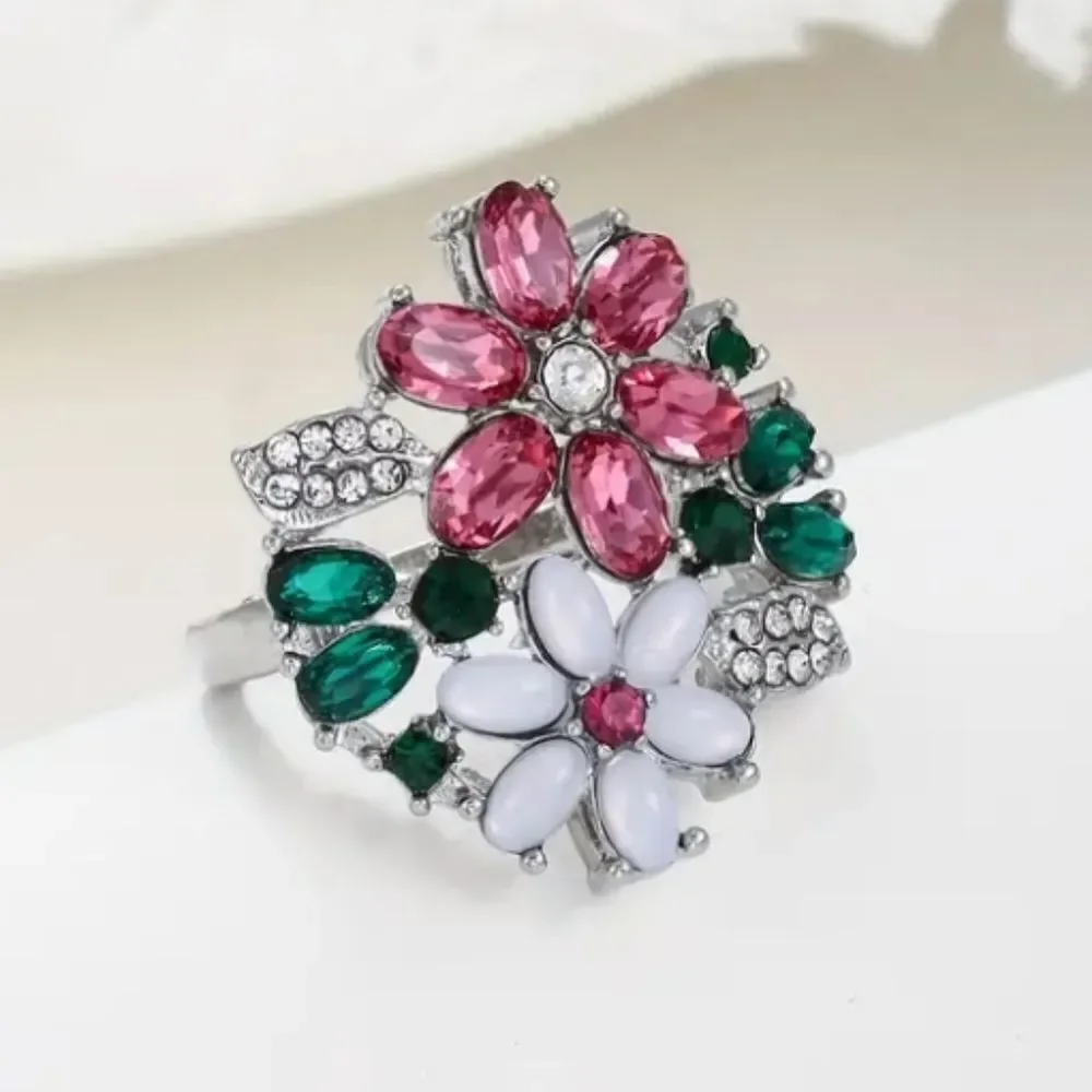 Bohemian floral ring sz 6